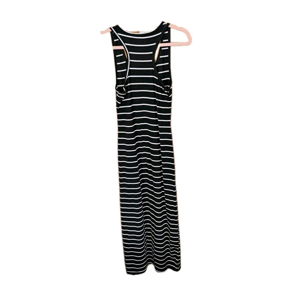 Zanzea Striped Maxi Dress Size 4 Black White Sleeveless Stretch Summer - Picture 2 of 6
